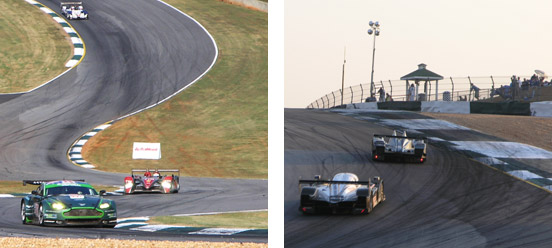 Drayson-Barwell's Aston Martin and the leading Audi R10